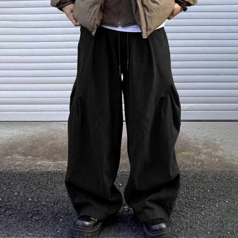 (image for) INCERUN Mens Casual Deconstructed Pleated Carrot Pant Casual Daily Solid Color Design Long Trousers Male S-5XL