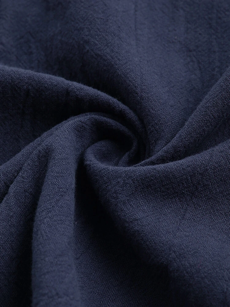 (image for) INCERUN Mens Solid Stand Collar Cotton Long Sleeve Henley Shirt